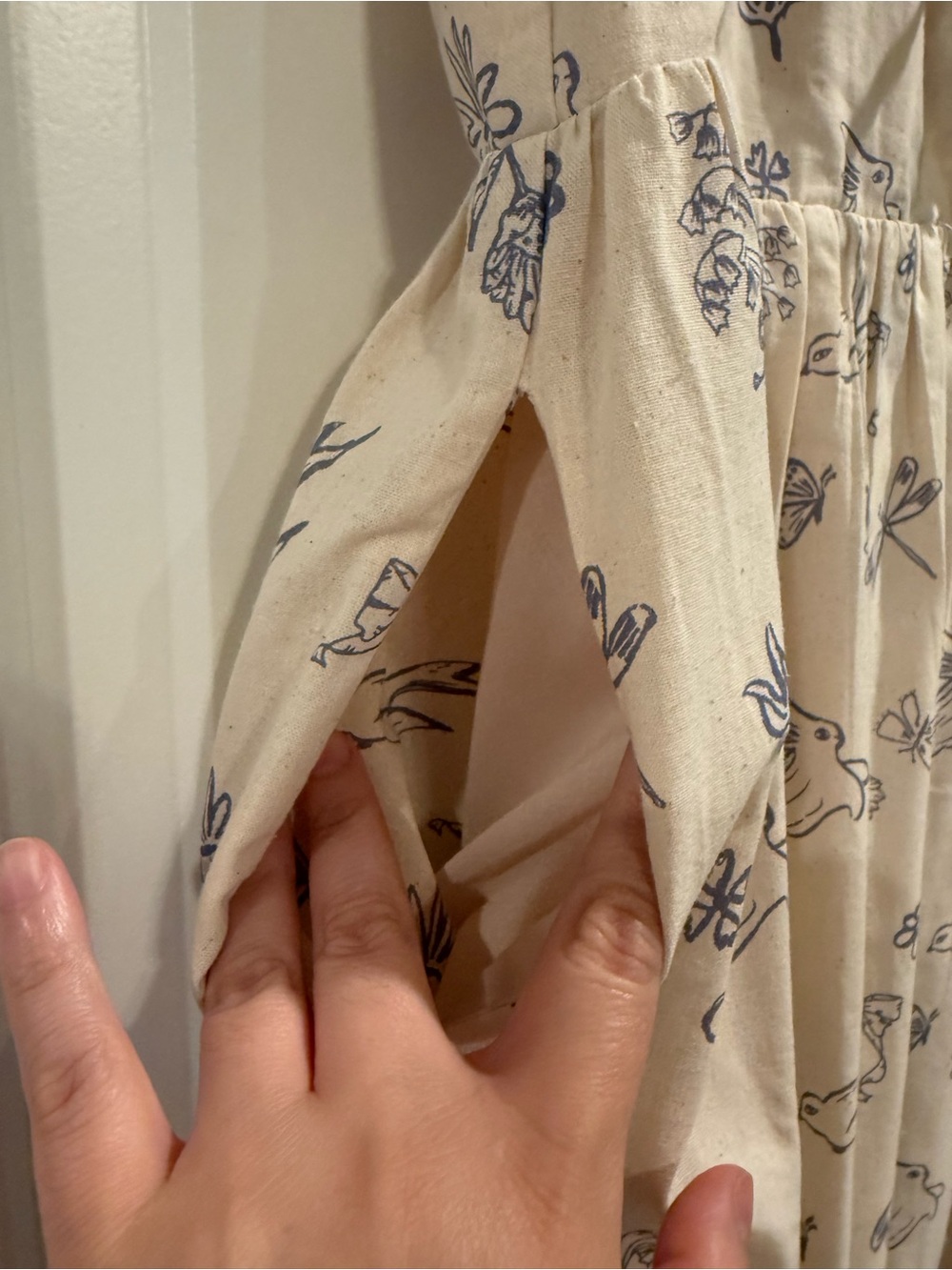Beautiful Light Cream Floral Midi Dress with Front Tie Detail - Picture 4 of 10
